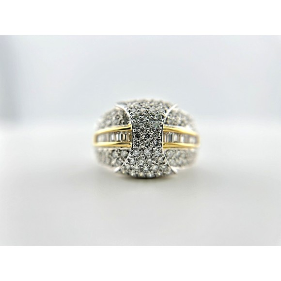 2ctw Baguette & Round Diamond Band Ring in Platinum & 18K Yellow Gold Size 9 - Picture 1 of 14